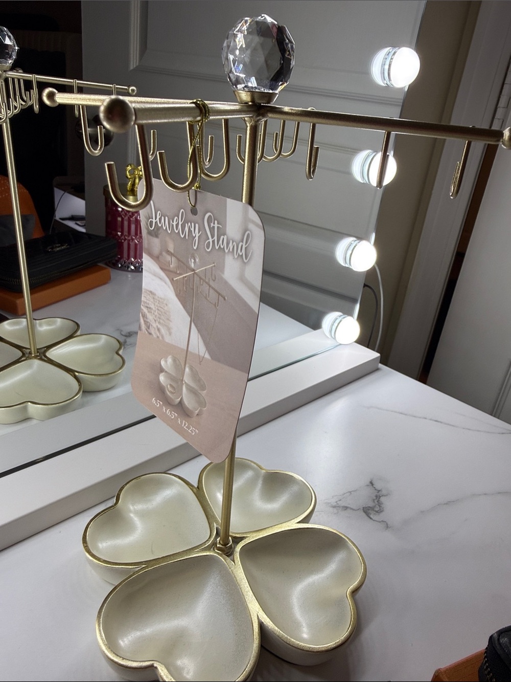 Gold and Cream Heart Jewelry Stand - Elegant Home Storage